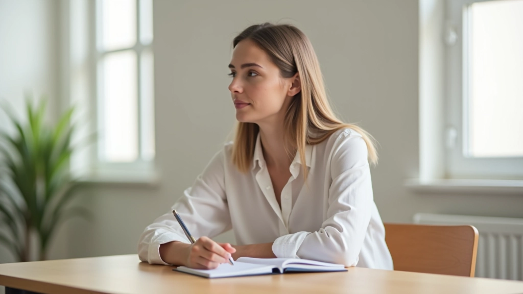 Pessoa em espaço de trabalho calmo sem dispositivos eletrónicos